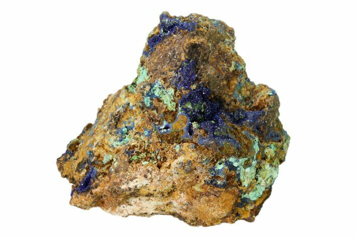 1.8" Sparkling Azurite Crystal Cluster with Malachite - Mexico